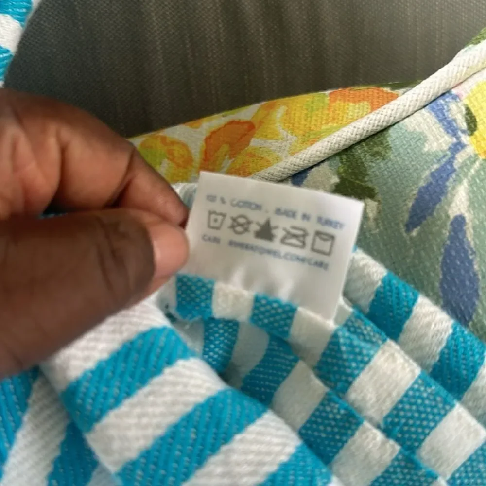 Riviera Striped Fringed Cotton Throw Blanket